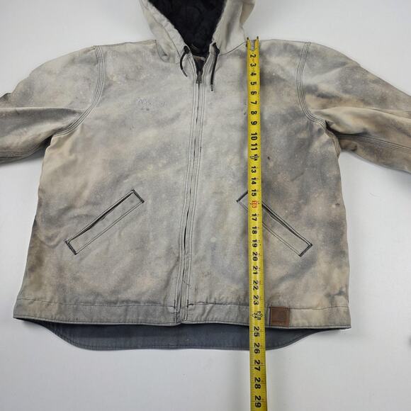 Carhartt Jacket Mens Large Brown Hooded Duck Active Quilted Workwear Distressed - Picture 4 of 16